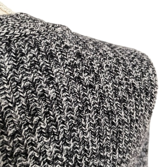 LOFT Black White Salt Pepper Knit Cotton Sweater Button Shoulder Size Small - Picture 11 of 13